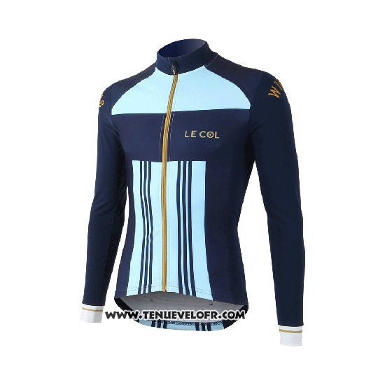 2019 Maillot Ciclismo Lecol Azur Bleu Manches Longues et Cuissard